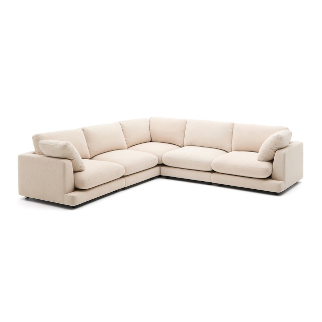 Canapea cu colt crem din textil pentru 6 persoane Gala Kave Home