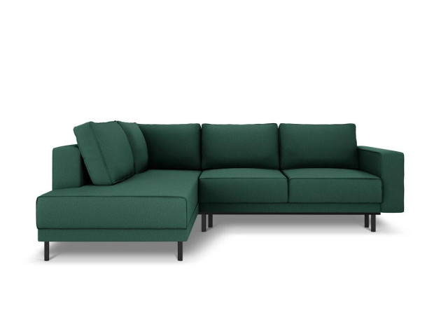 Canapea cu colt extensibila verde din textil pentru 5 persoane Caro Left Besolux