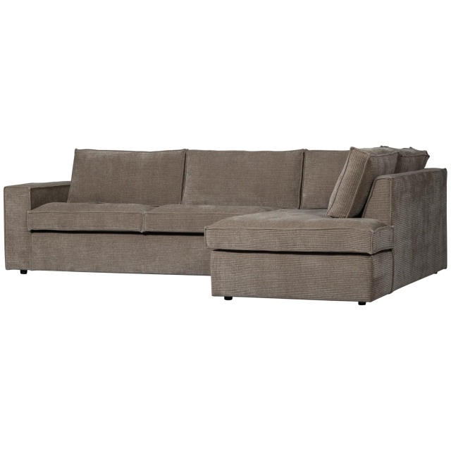 Canapea cu colt grej din textil 283 cm Hajo Rib Right Basiclabel