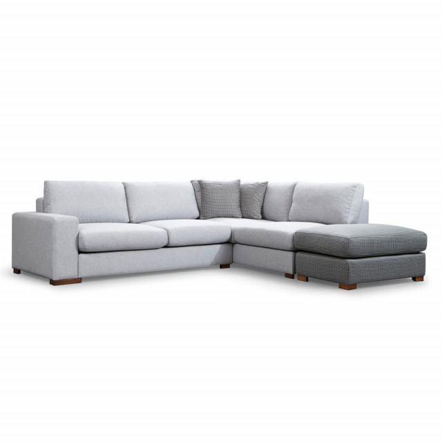 Canapea cu colt gri din textil pentru 3 persoane Loop 2 Right The Home Collection