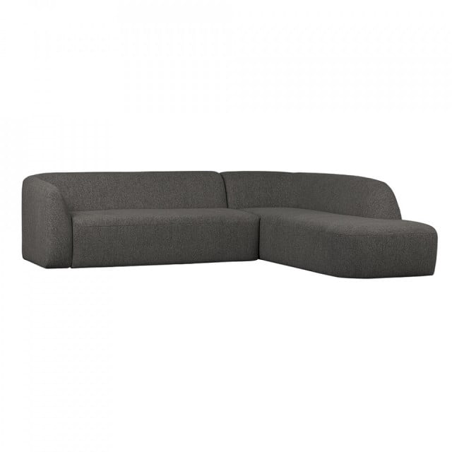 Canapea cu colt gri/neagra din textil 275 cm Sloping Right BePureHome