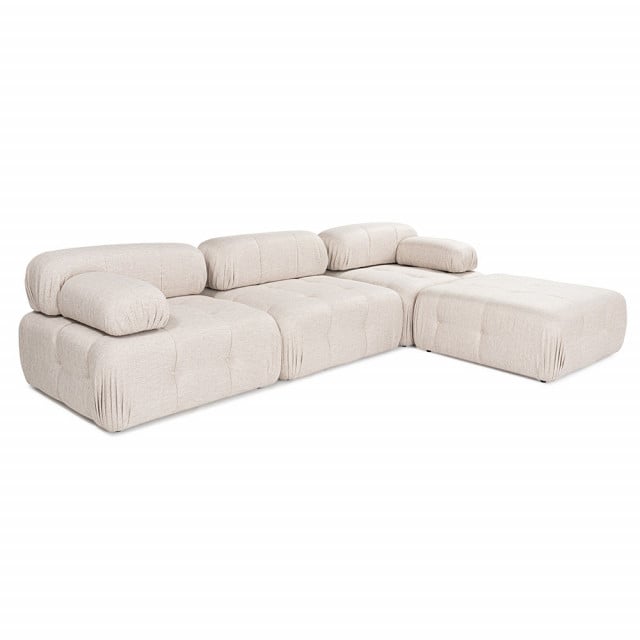 Canapea cu colt maro deschis din textil pentru 3 persoane Doblo Right The Home Collection