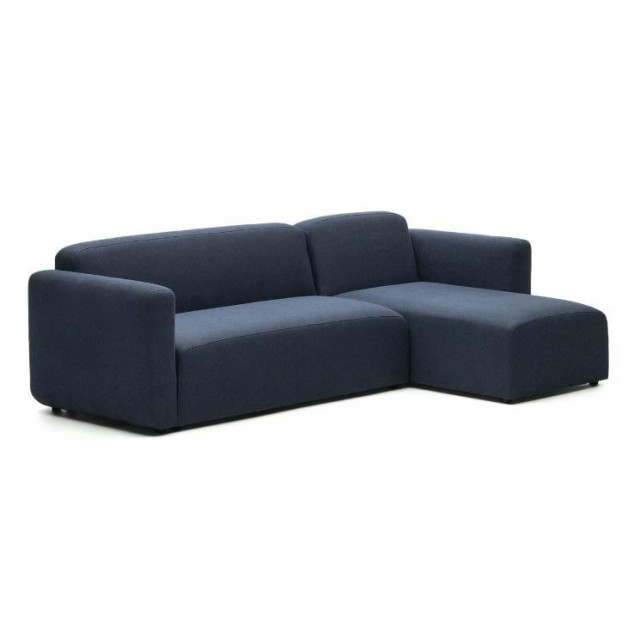 Canapea cu colt modulara albastra din material textil si lemn pentru 3 persoane Neom Kave Home