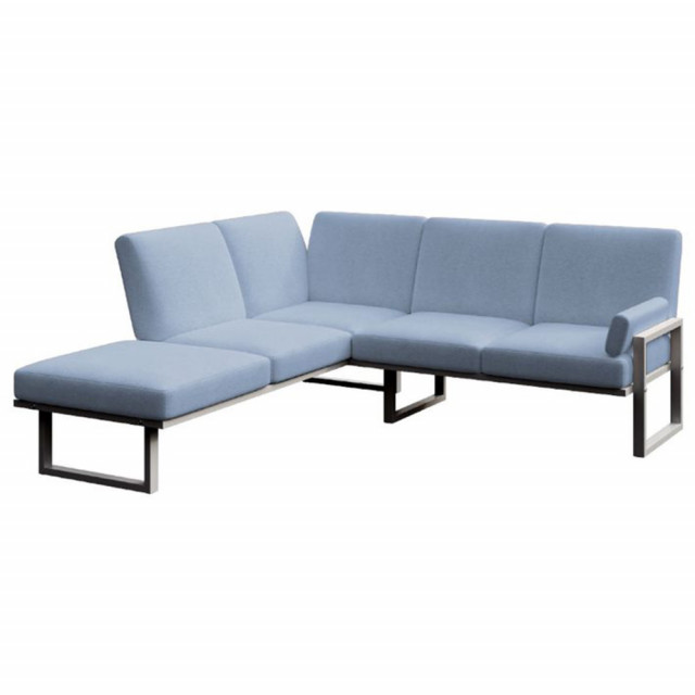 Canapea cu colt pentru exterior albastru deschis/gri antracit din textil 216 cm Soledo Left Mesonica