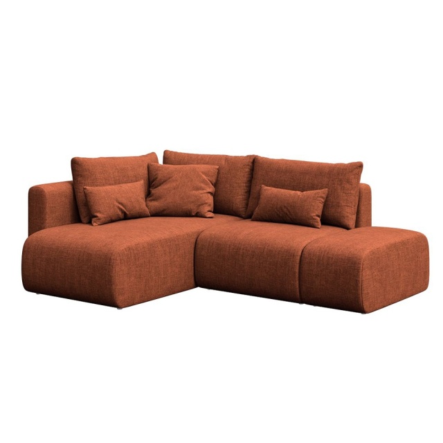 Canapea cu colt portocalie din textil pentru 4 persoane Lumine Left Mesonica