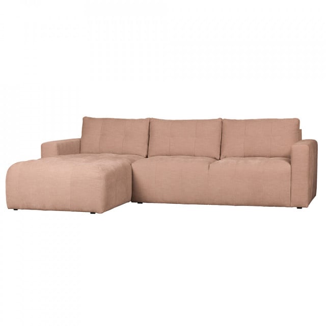 Canapea cu colt roz din poliester 280 cm Bar Left Woood