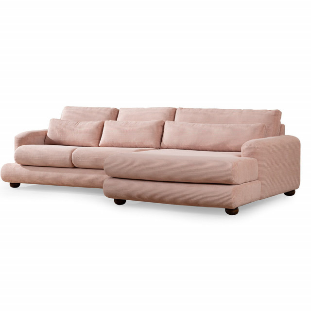 Canapea cu colt roz din textil pentru 3 persoane River Right The Home Collection