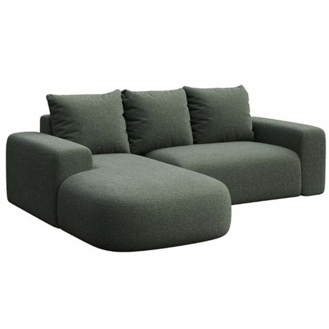 Canapea cu colt verde din textil pentru 4 persoane Feiro Left Mesonica