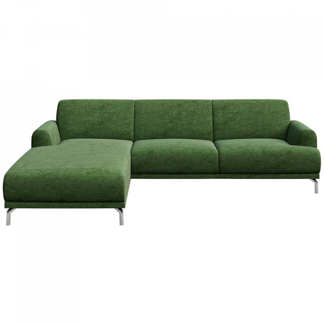 Canapea cu colt verde din textil pentru 4 persoane Puzo Left Mesonica
