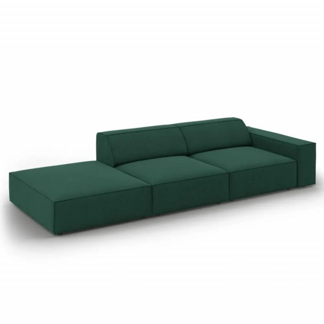 Canapea cu colt verde din textil si lemn de pin pentru 3 persoane Jodie Right Besolux