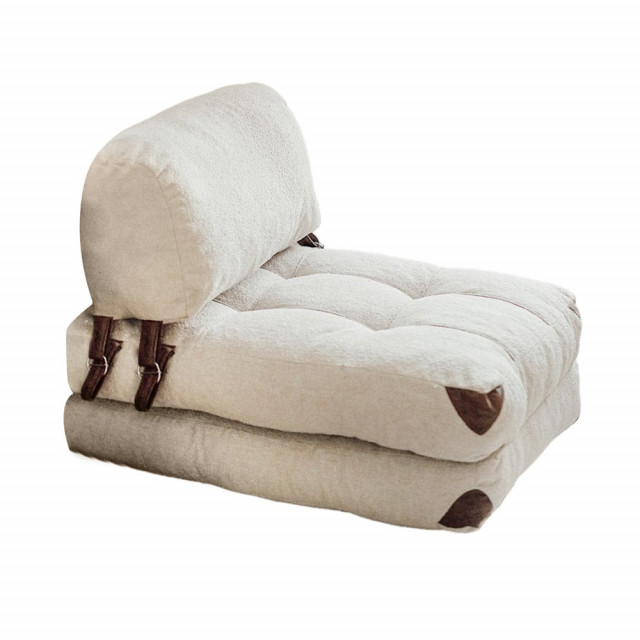 Canapea extensibila crem din textil pentru 1 persoana Teddy The Home Collection