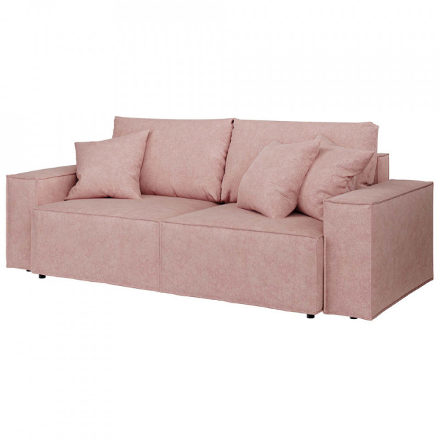 Canapea extensibila roz din textil pentru 3 persoane Melow Mesonica