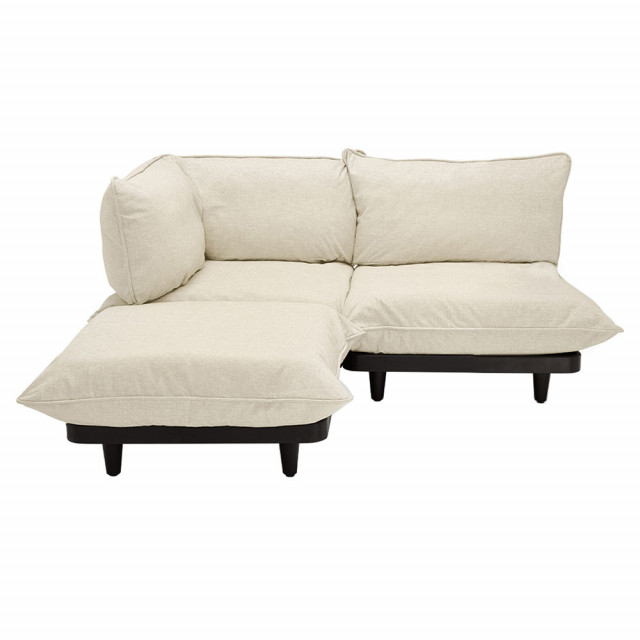 Canapea exterior modulara cu colt bej nisipiu din olefina si otel 190 cm Paletti Fatboy