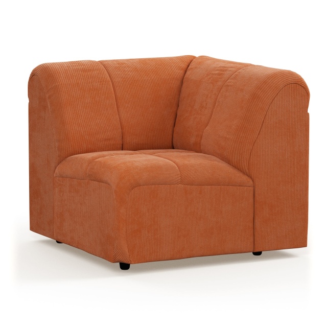 Canapea modulara portocalie din textil 98 cm Wave Corduroy Corner HKliving