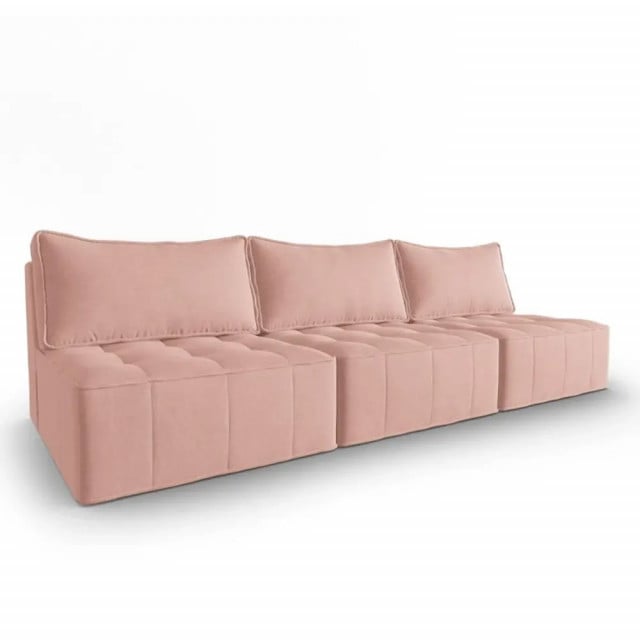 Canapea modulara roz din textil si lemn de pin pentru 5 persoane Mike Besolux