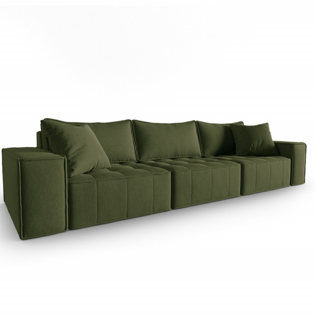 Canapea modulara verde din textil si lemn de pin pentru 5 persoane Mike Rain Besolux