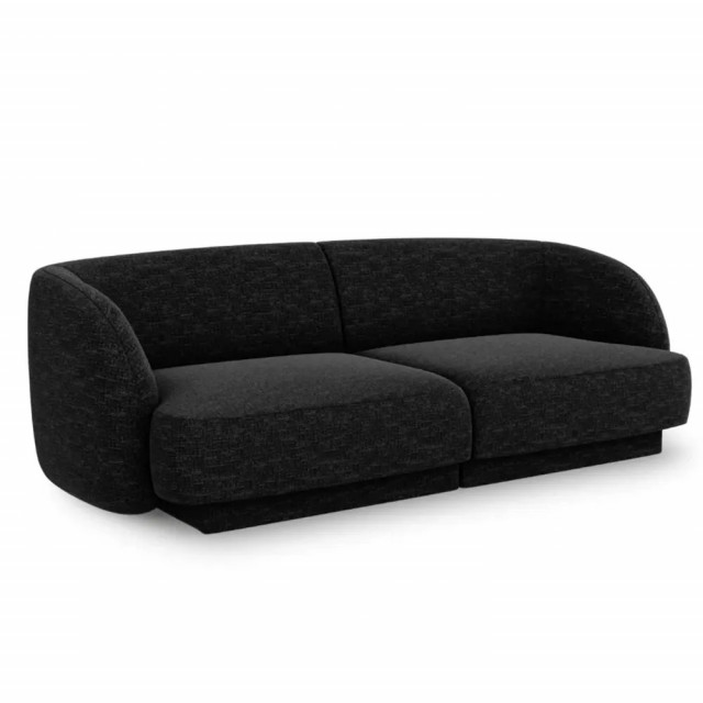 Canapea neagra din textil si lemn de pin pentru 2 persoane Miley Besolux