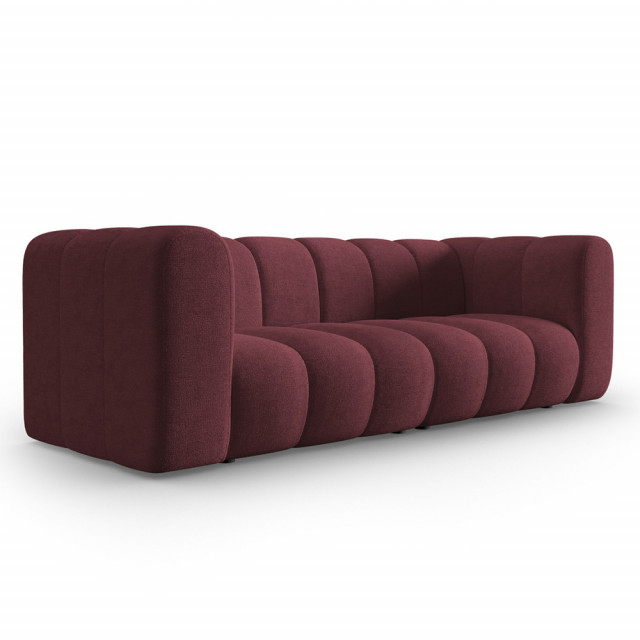 Canapea rosu burgund din textil si lemn de pin pentru 3 persoane Lupine Besolux