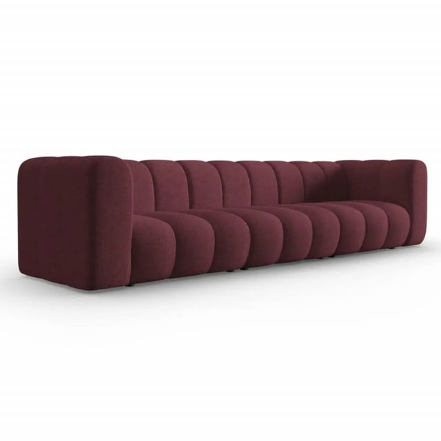 Canapea rosu burgund din textil si lemn de pin pentru 5 persoane Lupine Besolux