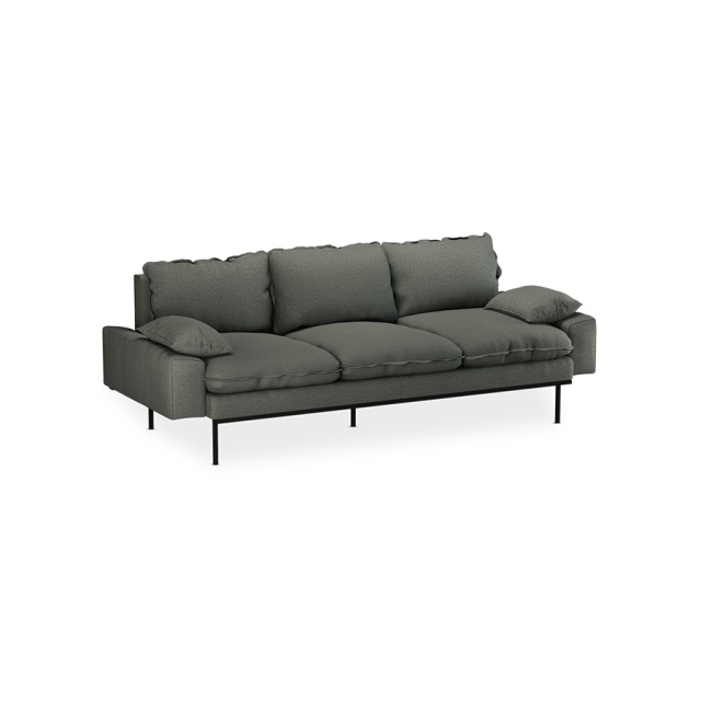 Canapea verde army din bumbac pentru 3 persoane Retro Wander HKliving