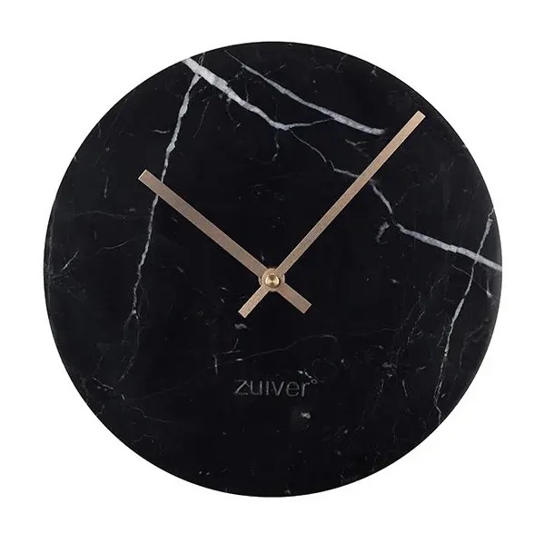 Ceas rotund negru din marmura 25 cm Marble Time Zuiver