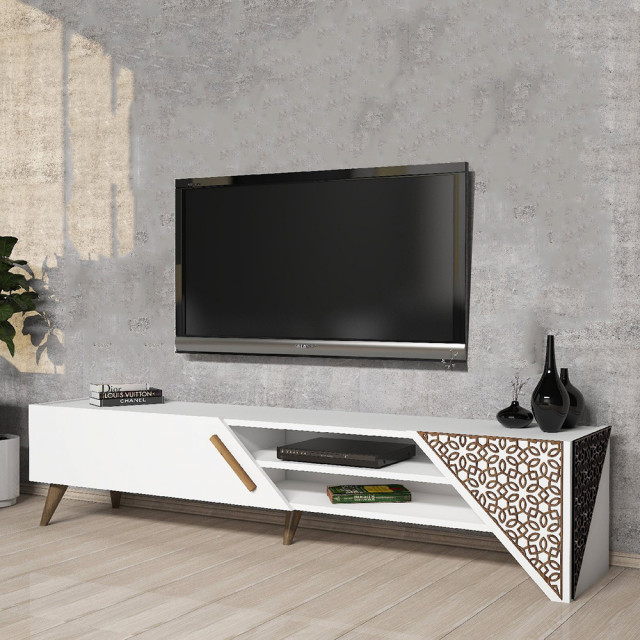 Comoda TV alba din lemn 180 cm Beril The Home Collection