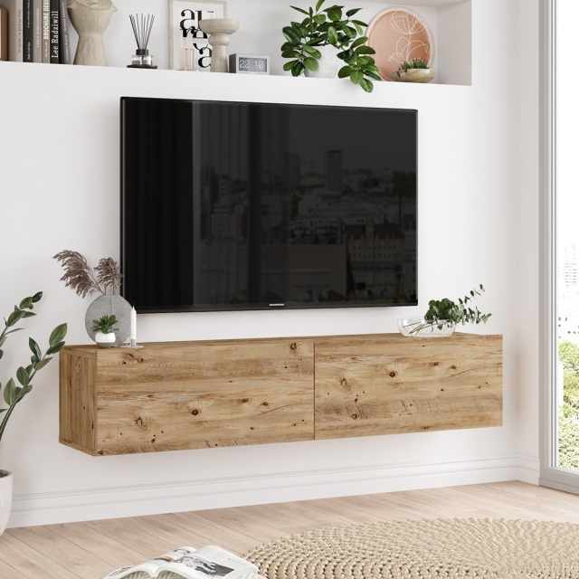 Comoda TV maro din lemn 140 cm Vyro The Home Collection