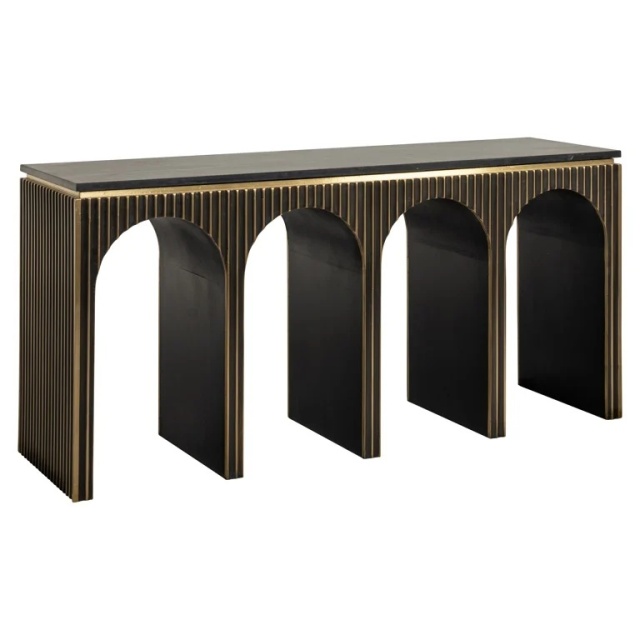 Consola aurie/neagra din marmura 160 cm Les Arcs Richmond Interiors