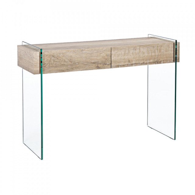 Consola maro/transparenta din MDF si sticla 110 cm Kenya Bizzotto