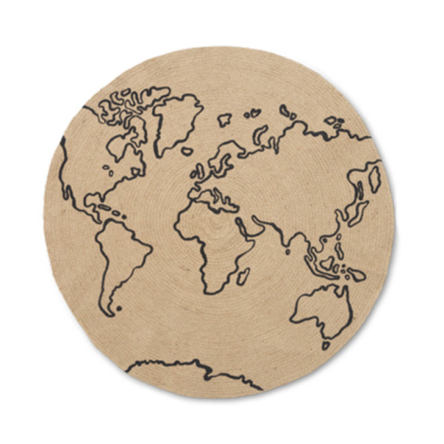 Covor crem/negru din fibre naturale 100 cm World Ferm Living