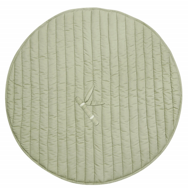 Covor de joaca rotund verde/alb din bumbac 100 cm Bamboo Leaf Lorena Canals