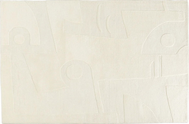 Covor dreptunghiular alb din bumbac si lana 170x240 cm Off-White Tufted Kare