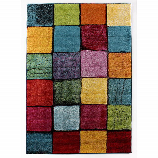 Covor multicolor din fibre sintetice Renkli Kare The Home Collection (diverse dimensiuni)