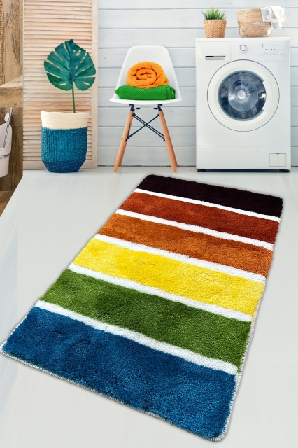 Covoras de baie multicolor din fibre sintetice Karo The Home Collection