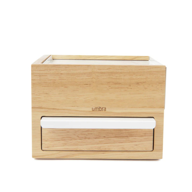 Cutie pentru bijuterii alba din lemn Stowit Mini Umbra