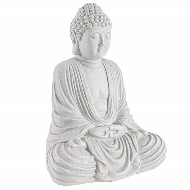 Decoratiune alba din fibre sintetice 42 cm Buddha Seated Bizzotto