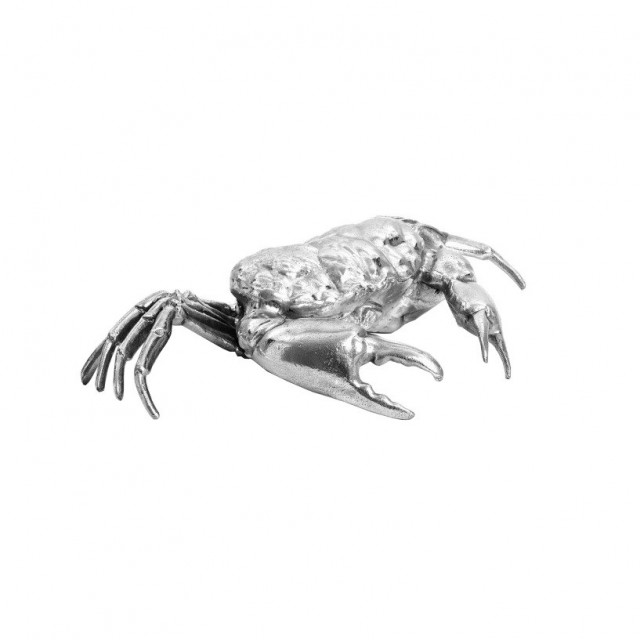 Decoratiune argintie din metal 8 cm Crab Seletti