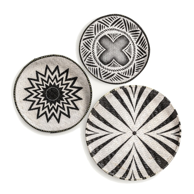 Decoratiune de perete alb/negru din bambus Doka Vical Home