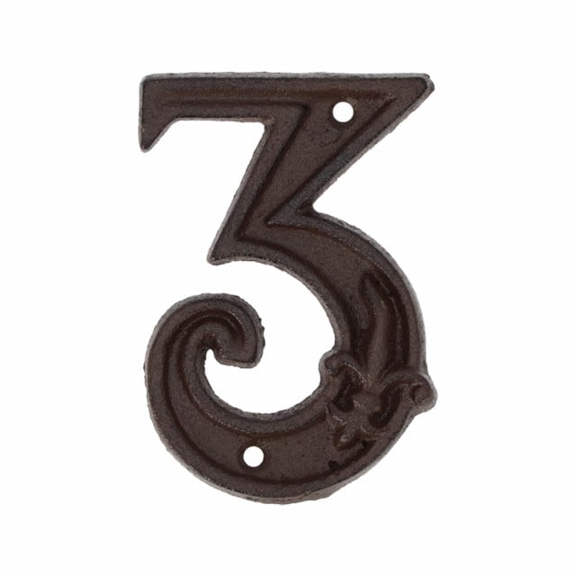 Decoratiune de perete maro din metal 8x11 cm Number 3 Esschert Design