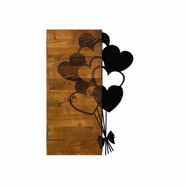 Decoratiune de perete maro/neagra din lemn 39x58 cm Love Metal The Home Collection