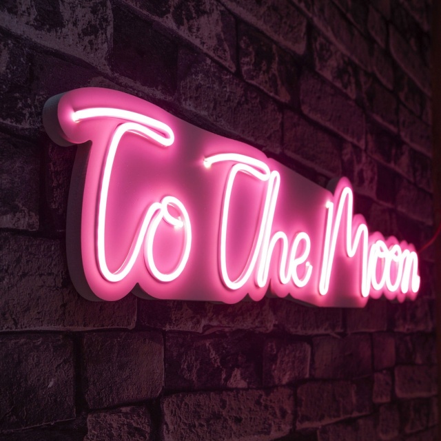 Decoratiune luminoasa de perete roz din plastic To The Moon The Home Collection