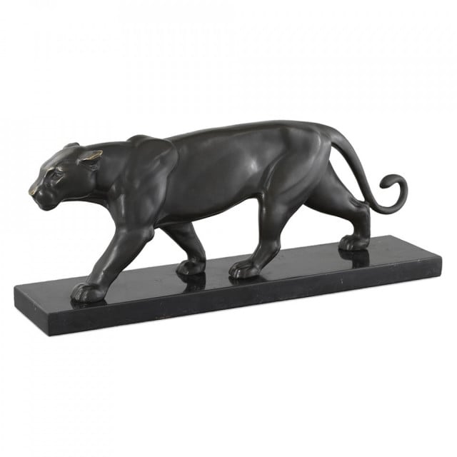 Decoratiune neagra din marmura si bronz 17 cm Panther Eichholtz