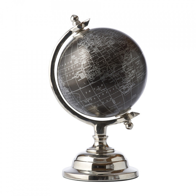 Decoratiune neagra/gri argintiu din hartie si metal 30 cm Globe Margit Brandt