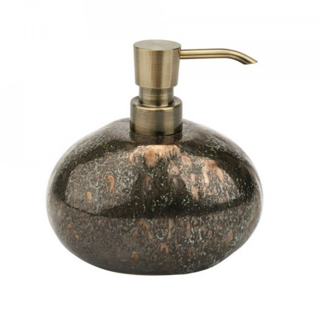 Dispenser sapun lichid maro bronz din ceramica 13x14 cm Ugo Aquanova