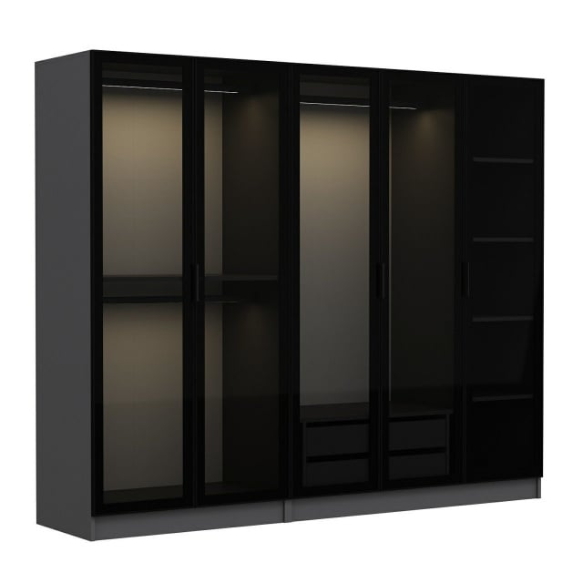 Dulap negru/gri 190 cm Kale - 6652 The Home Collection