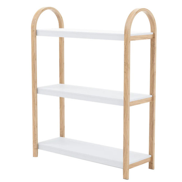 Etajera alba/maro din lemn 90 cm Asira Umbra