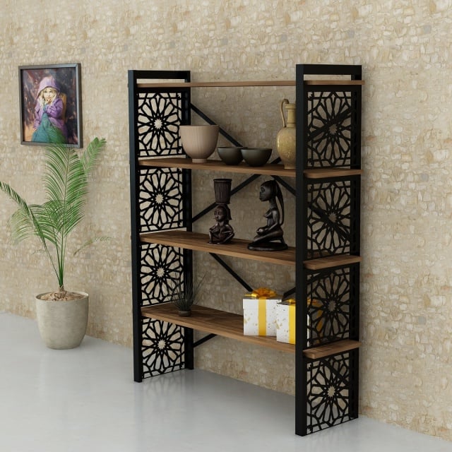 Etajera neagra/maro inchis din metal 149 cm Sultan The Home Collection