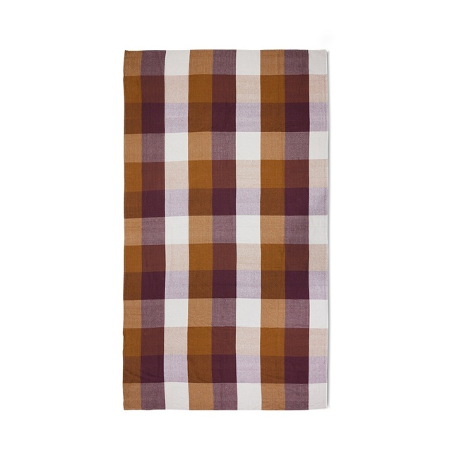 Fata de masa maro/rosu burgund din fibre naturale 140x220 cm Vida HK Living