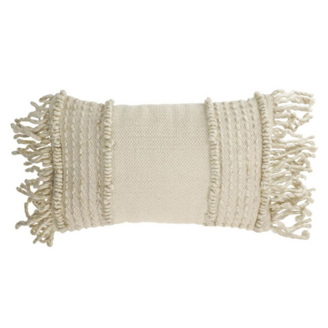 Fata de perna alba din lana si bumbac 30x50 cm Marcie Kave Home