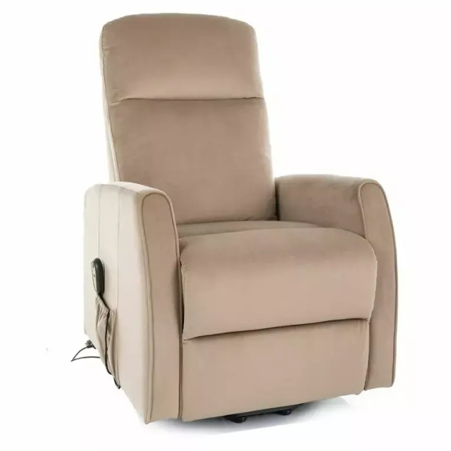 Fotoliu recliner bej din catifea Leto The Home Collection